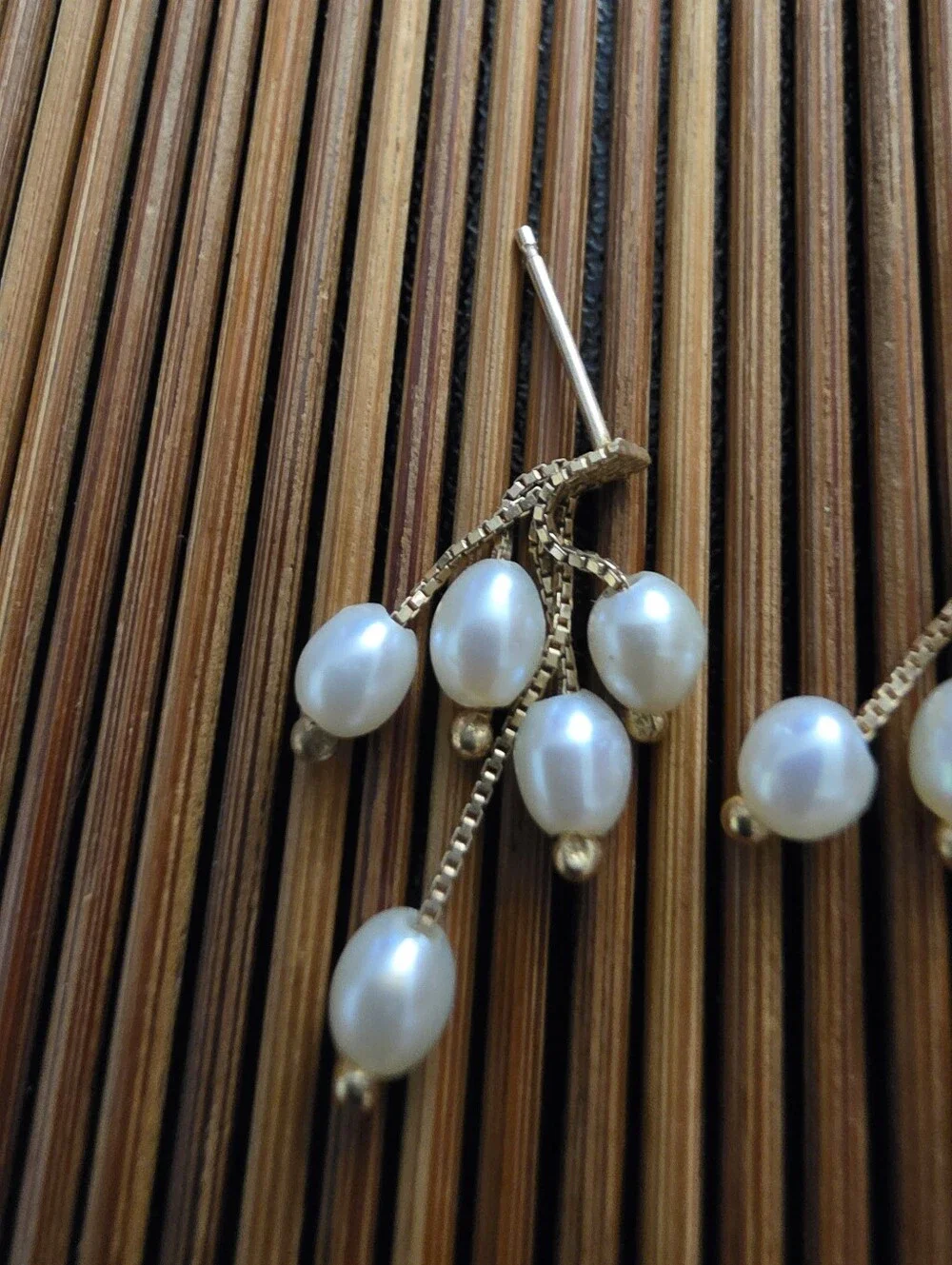 14k Pearl Yellow Gold Dangle Earrings (Vintage)